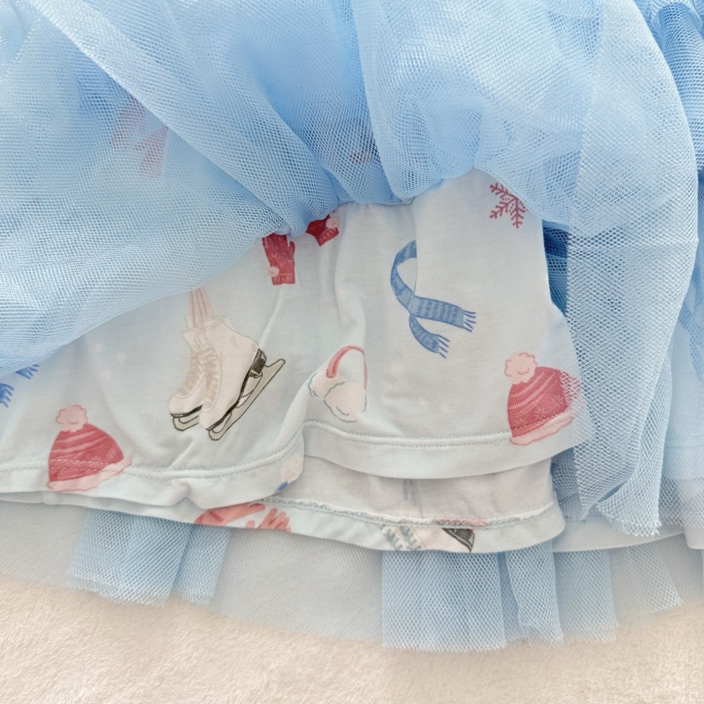 Angel Dear Girls 4T Ice Skating Tutu Dress Blue Long Sleeve Winter Ruffle - Picture 3 of 8